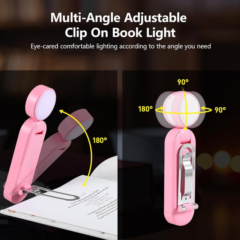 vavofo USB Rechargeable Blue Light Blocking Amber Clip On Bookmark Shaped Reading Light for Bookworms Reading in Bed (Pink) - Image 5